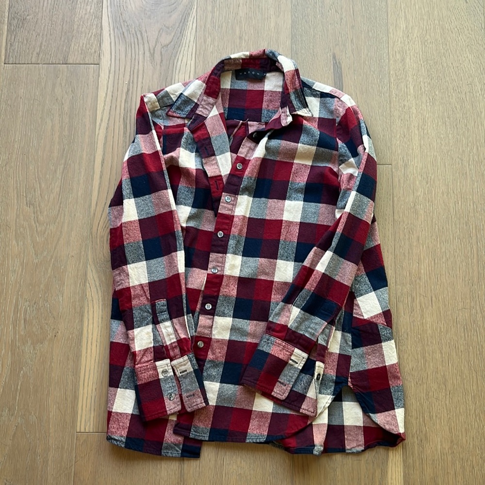 Hatch Maternity Women’s THE FLANNEL Red/Blue Button Down Shirt Size 2 (M/8-10)